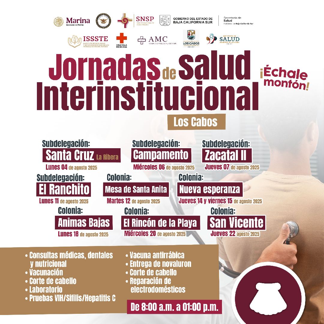 GOBIERNO ESTATAL DESARROLLARÁ EN AGOSTO FERIAS DE MEDICINA PREVENTIVA EN LOS CABOS