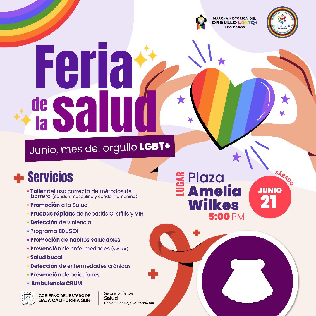 DESARROLLARÁ SALUD ESTATAL FERIA DE SERVICIOS PREVENTIVOS DURANTE PRIDE LGBTQ+ DE LOS CABOS